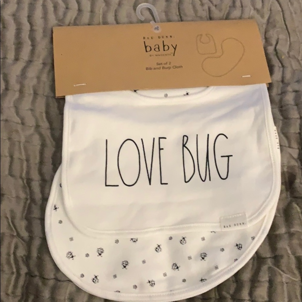 Rae Dunn bib & burp cloth